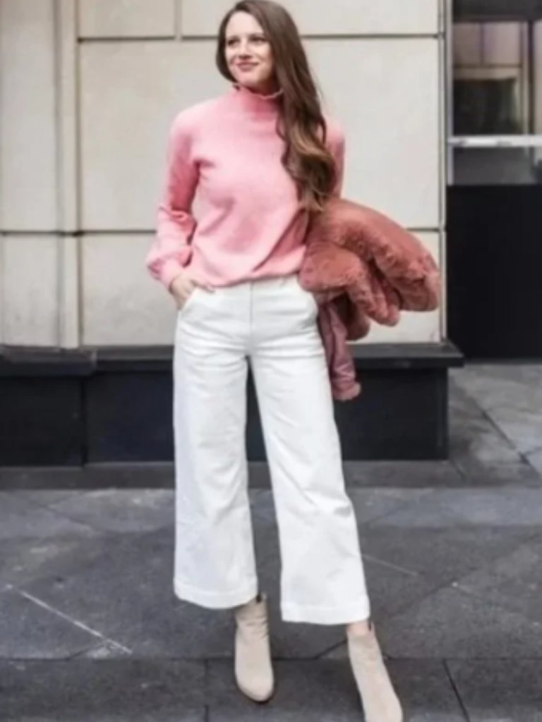 Everlane The Wide Leg Structured Pants White Cropped High Rise